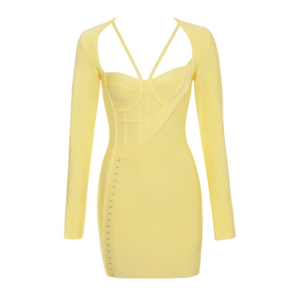 House Of CB Giacomina Elegant Yellow Bandage Dress - Picture 3 of 17